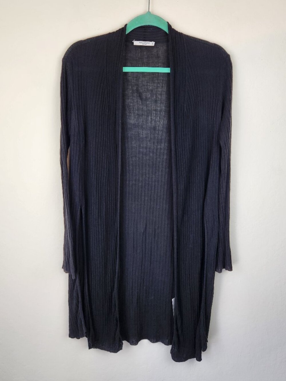 M.M.LaFleur The Graham Kimono Cardigan Sheer Rib Black sz S *flawed*